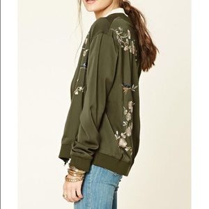 floral embroidered bomber jacket