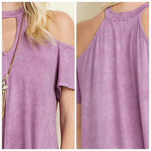 Beautiful Lavender Cold Shoulder Top - Picture 2 of 3