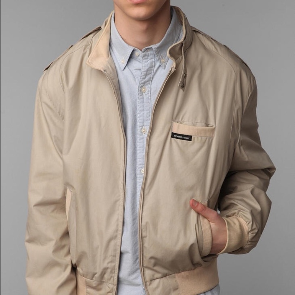 Tan Members Only jacket, perfect condition