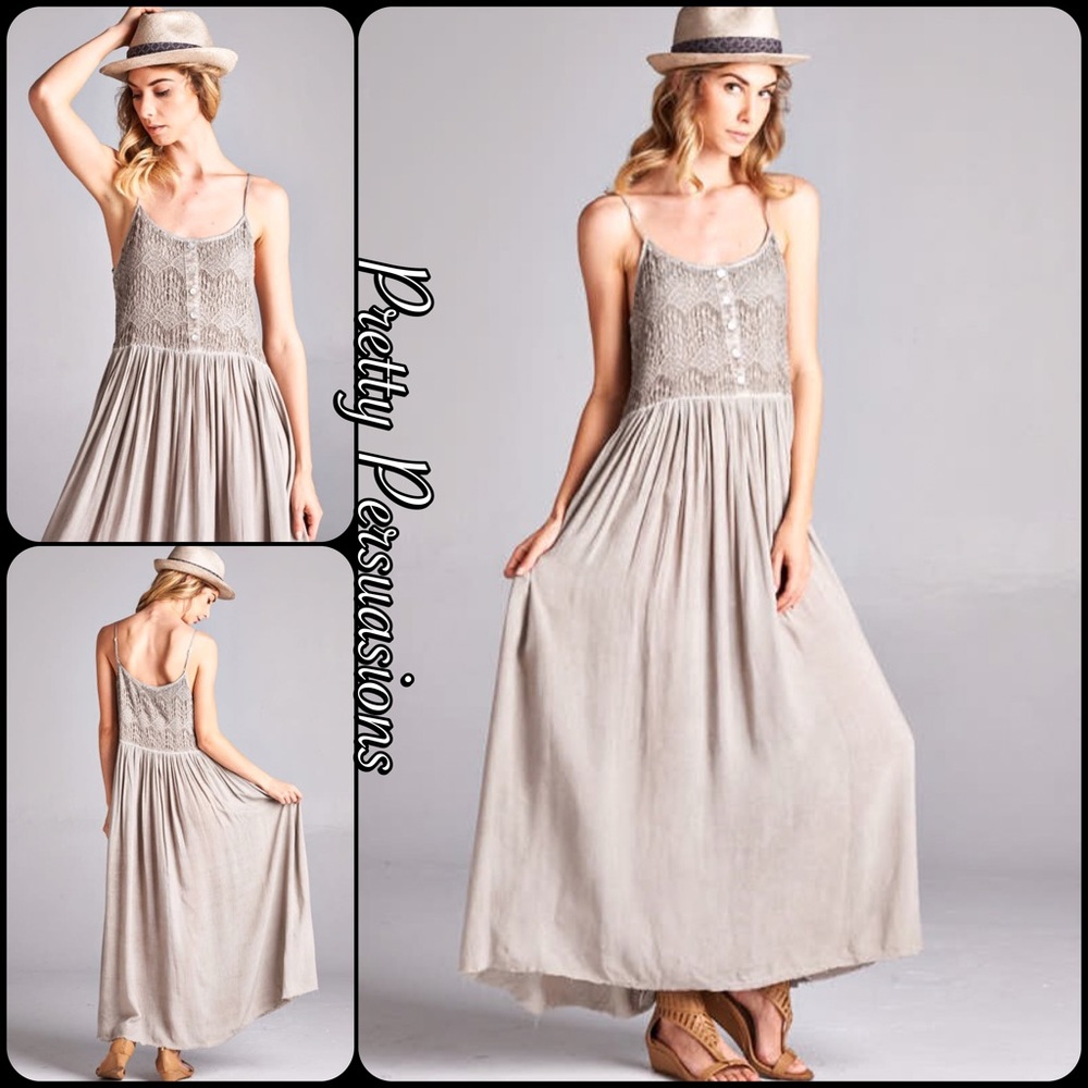 LAST ONE‼️ Blue Spaghetti Strap Flowy Maxi Dress - Picture 7 of 8