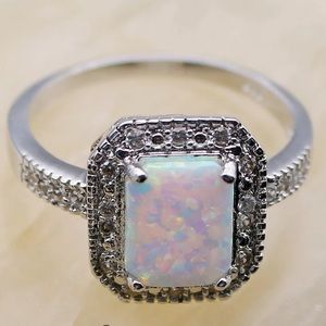 💠NATURAL FIRE WHITE OPAL➕WHITE TOPAZ RING•925SS💠