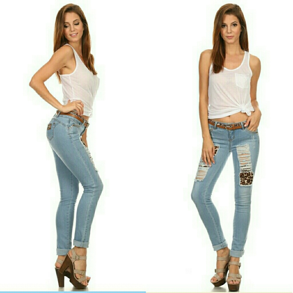 Light blue distressed  jeans pants