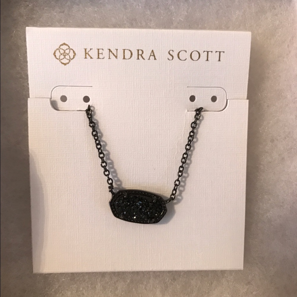 Kendra Scott Elisa Pendant Necklace in Black Drusy
