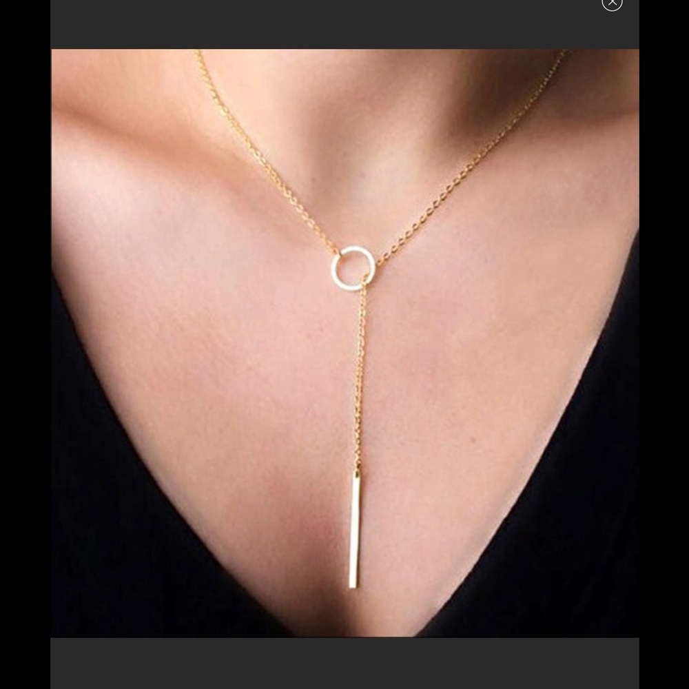 Circle lariat bar drop necklace