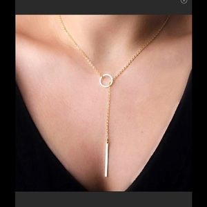 Circle lariat bar drop necklace