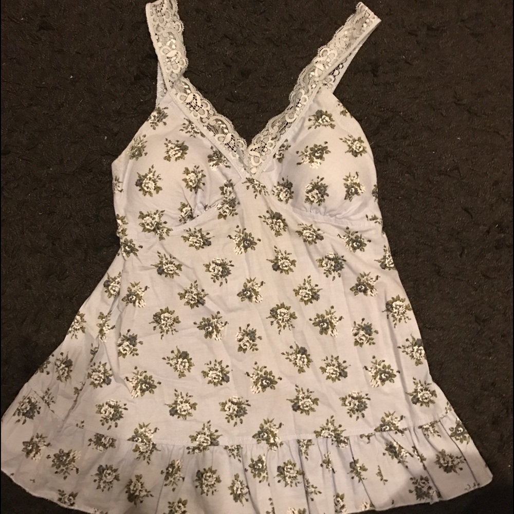 Blue flowered sleeveless top
