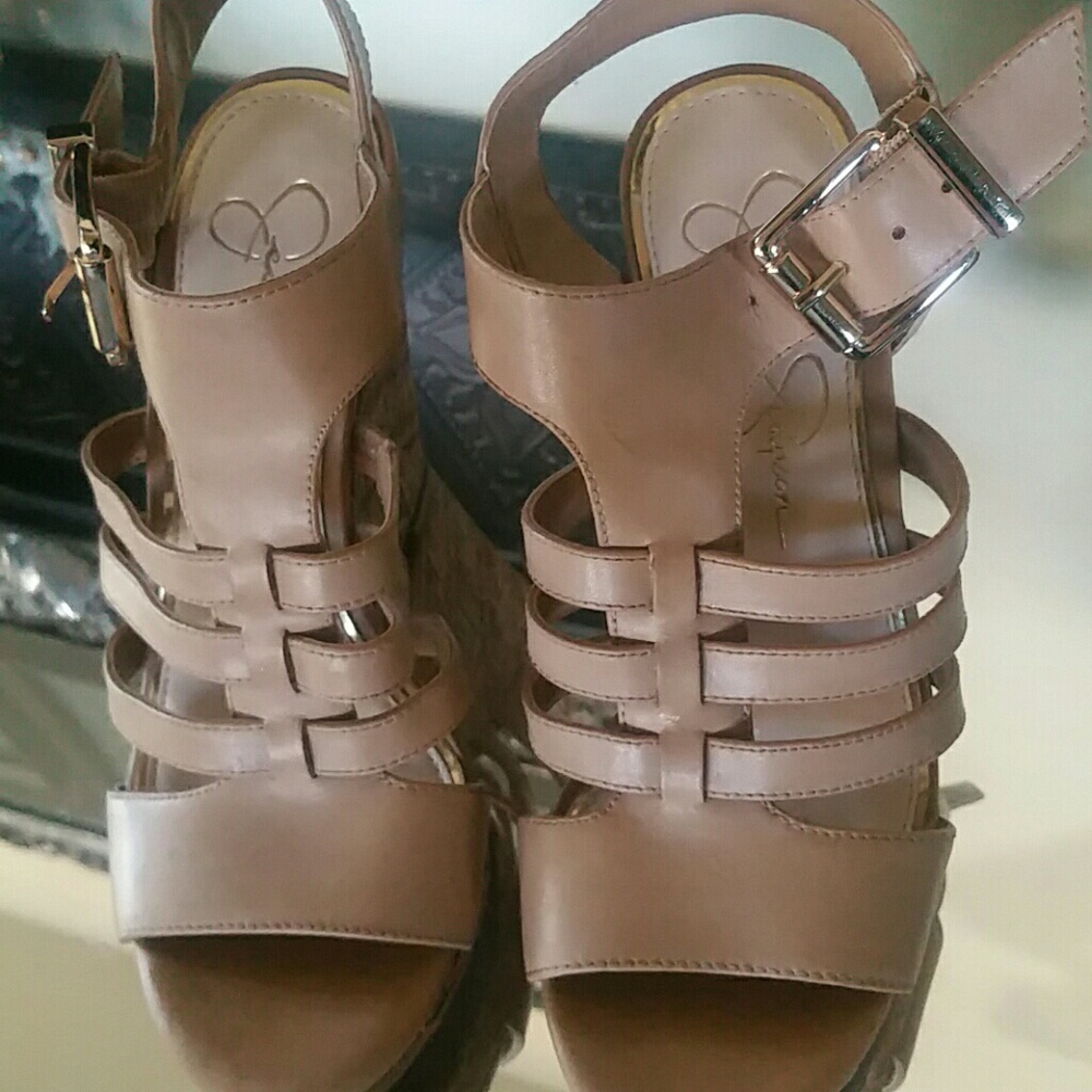 Jessica Simpson leather wedges