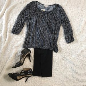 MICHAEL Michael Kors Black Print Peasant Top