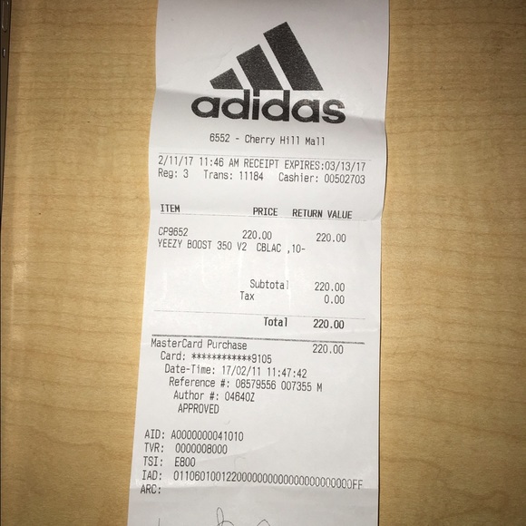 adidas yeezy receipt