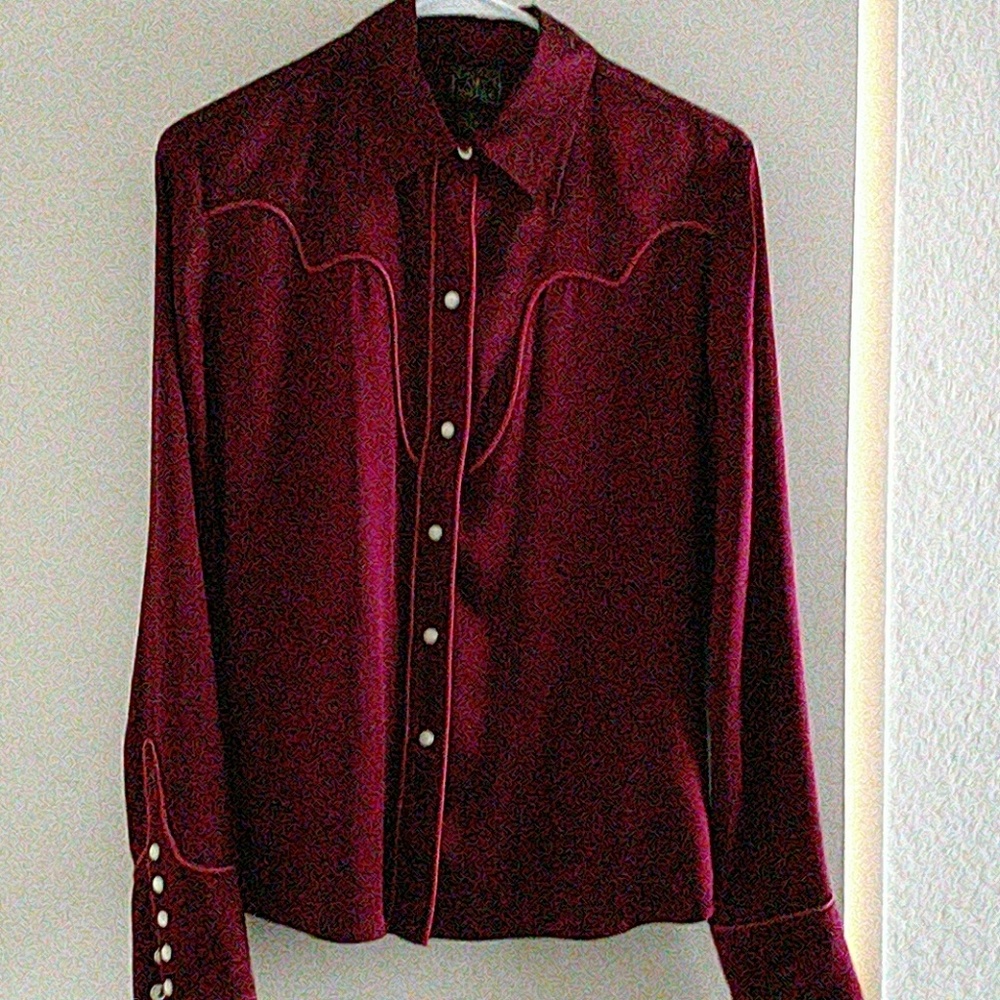 Lucky brand silk western wear blouse size L