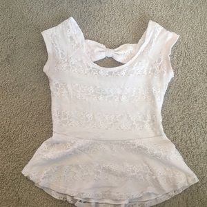 Lacey blouse with bow.