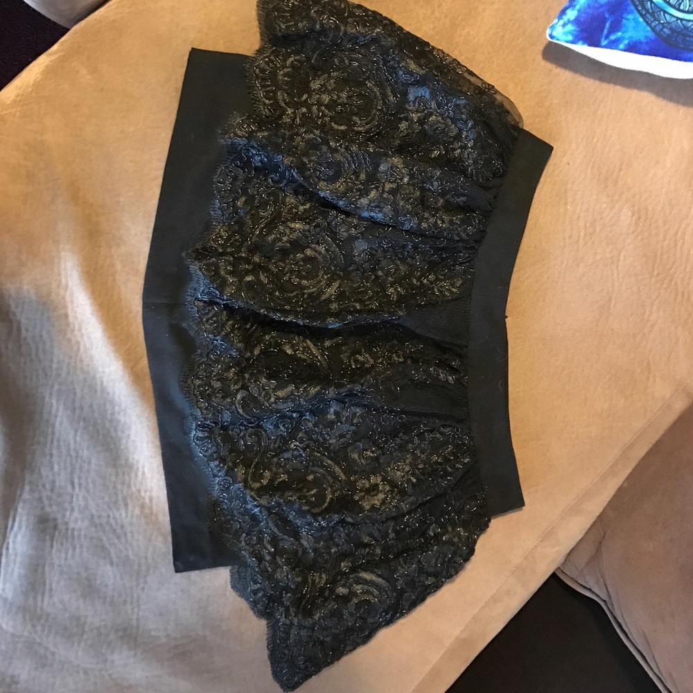 Black beaded lace mini skirt