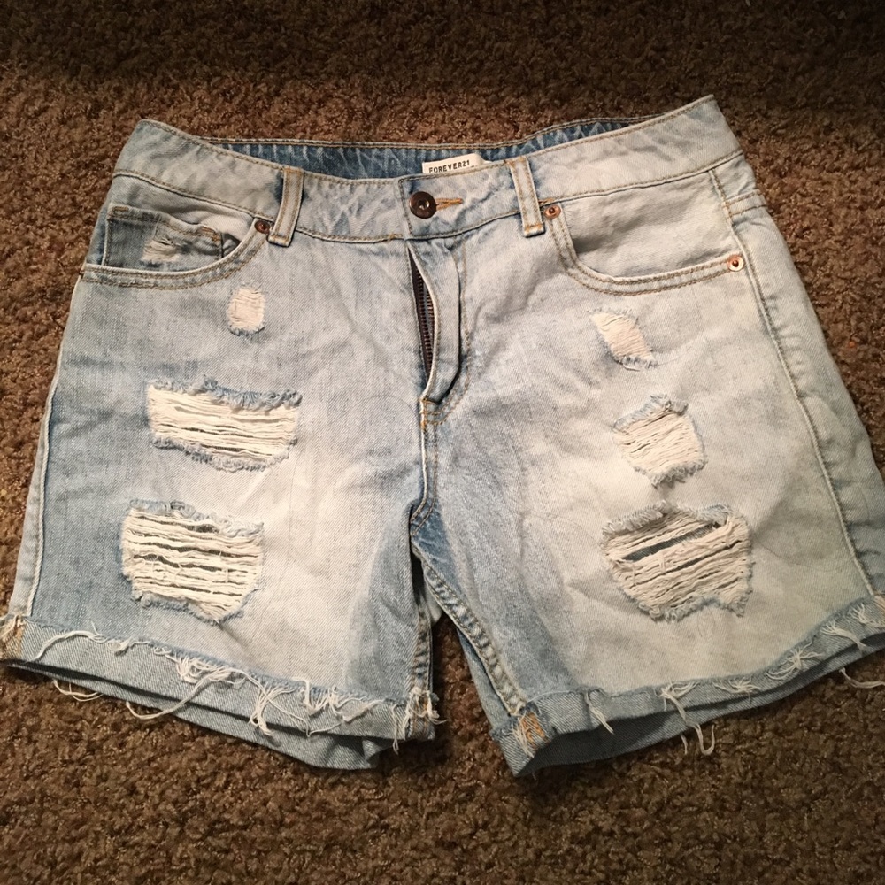 Denim distressed jean shorts
