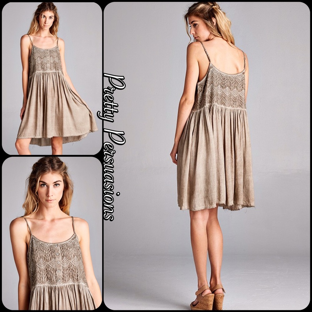 SALE 🎉NWT Tan Mocha Crochet Lace Flowy Midi Dress - Picture 4 of 6