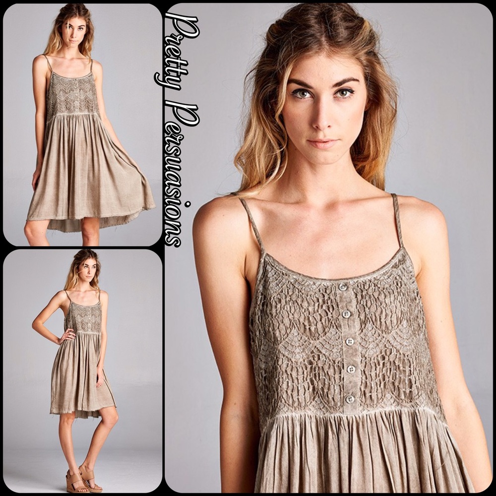 SALE 🎉NWT Tan Mocha Crochet Lace Flowy Midi Dress - Picture 6 of 6