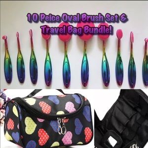 10 PC Pink  Brush & Sectional Travel Bag 1 Left!!