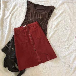 Sun & Shadow A Line Corduroy Skirt