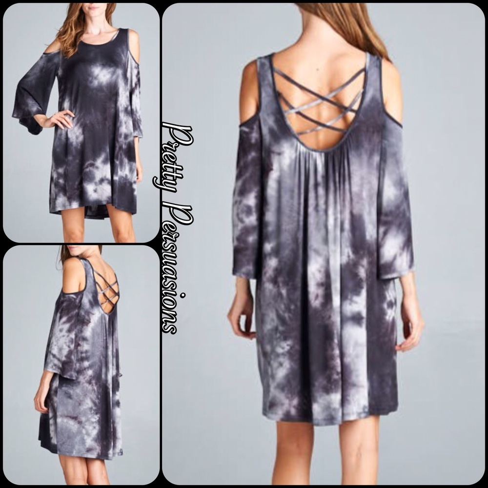 SALE‼️NWT Tie Dyed Strappy Back Bell Sleeve Dress - Picture 3 of 5