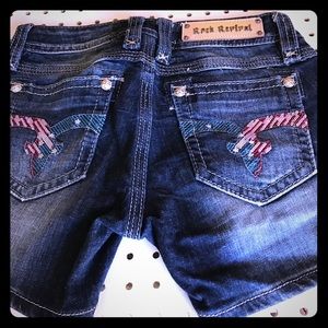 Rock Revival red white and blue sequin shorts.