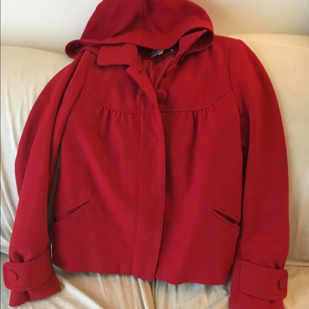 Grane Red Wool Hooded Coat