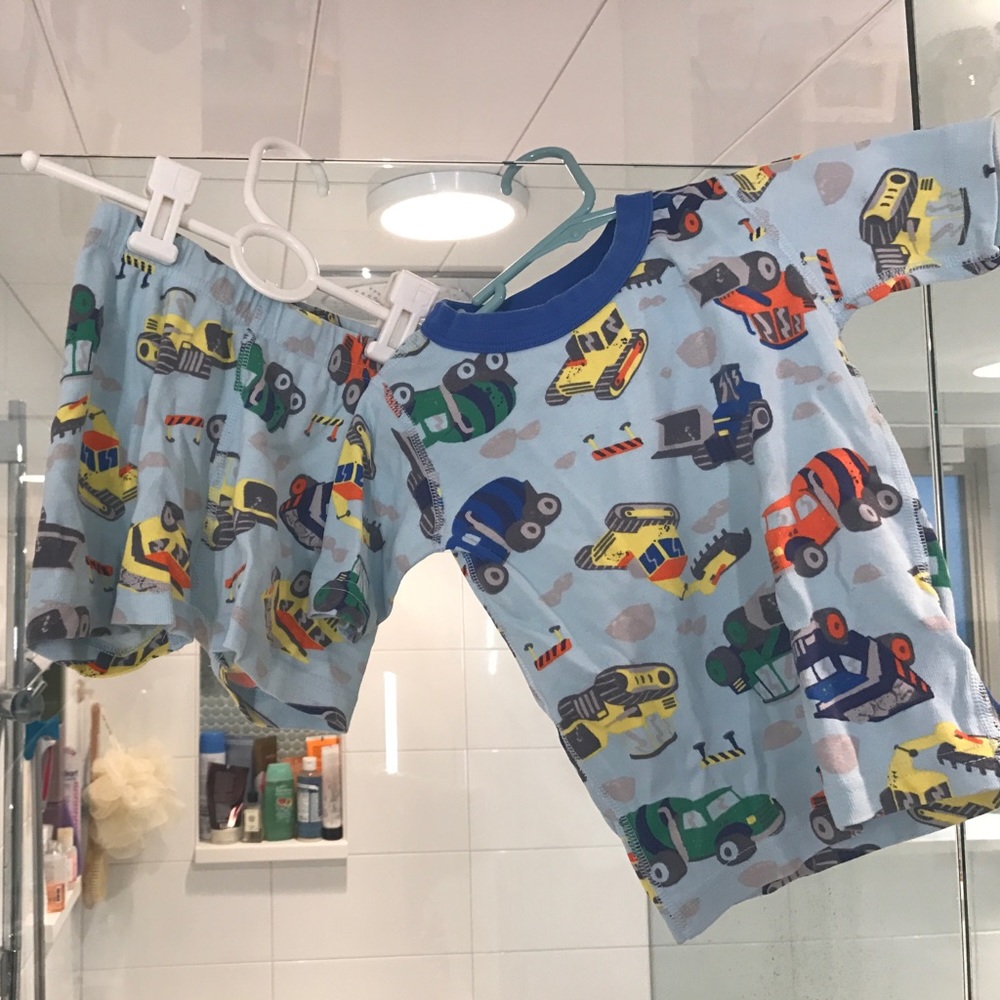 Good Night Construction Site shorty pajamas