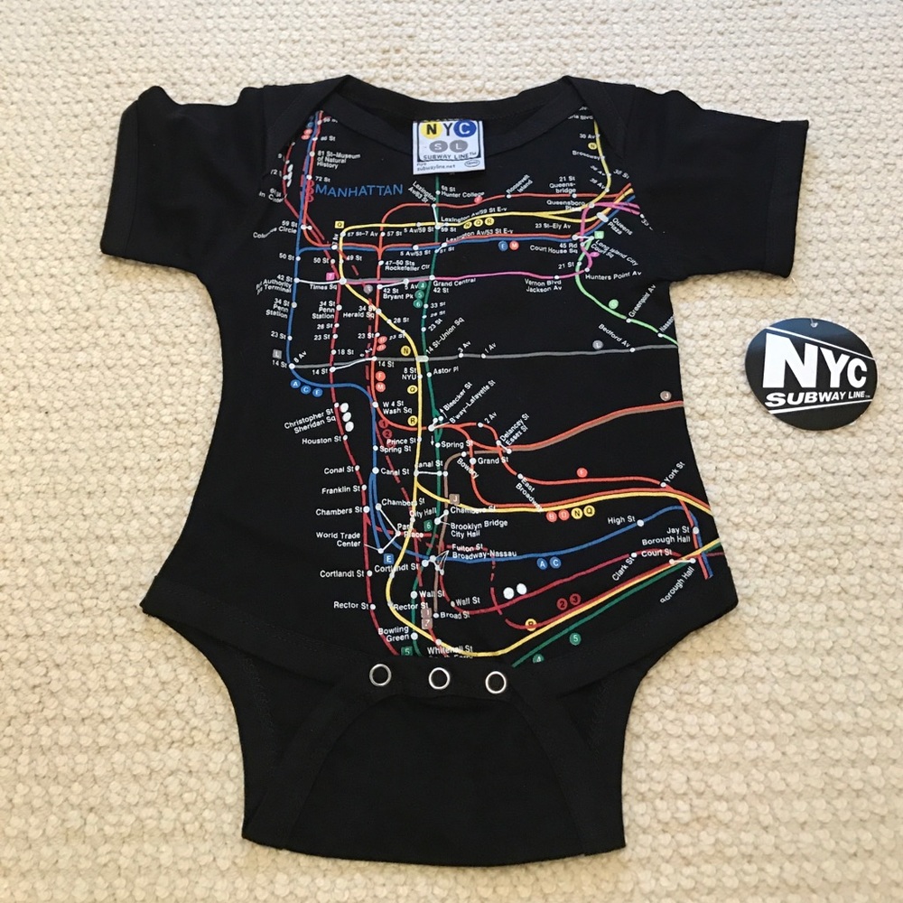 NWT NYC Subway Line black onesie - 12mos