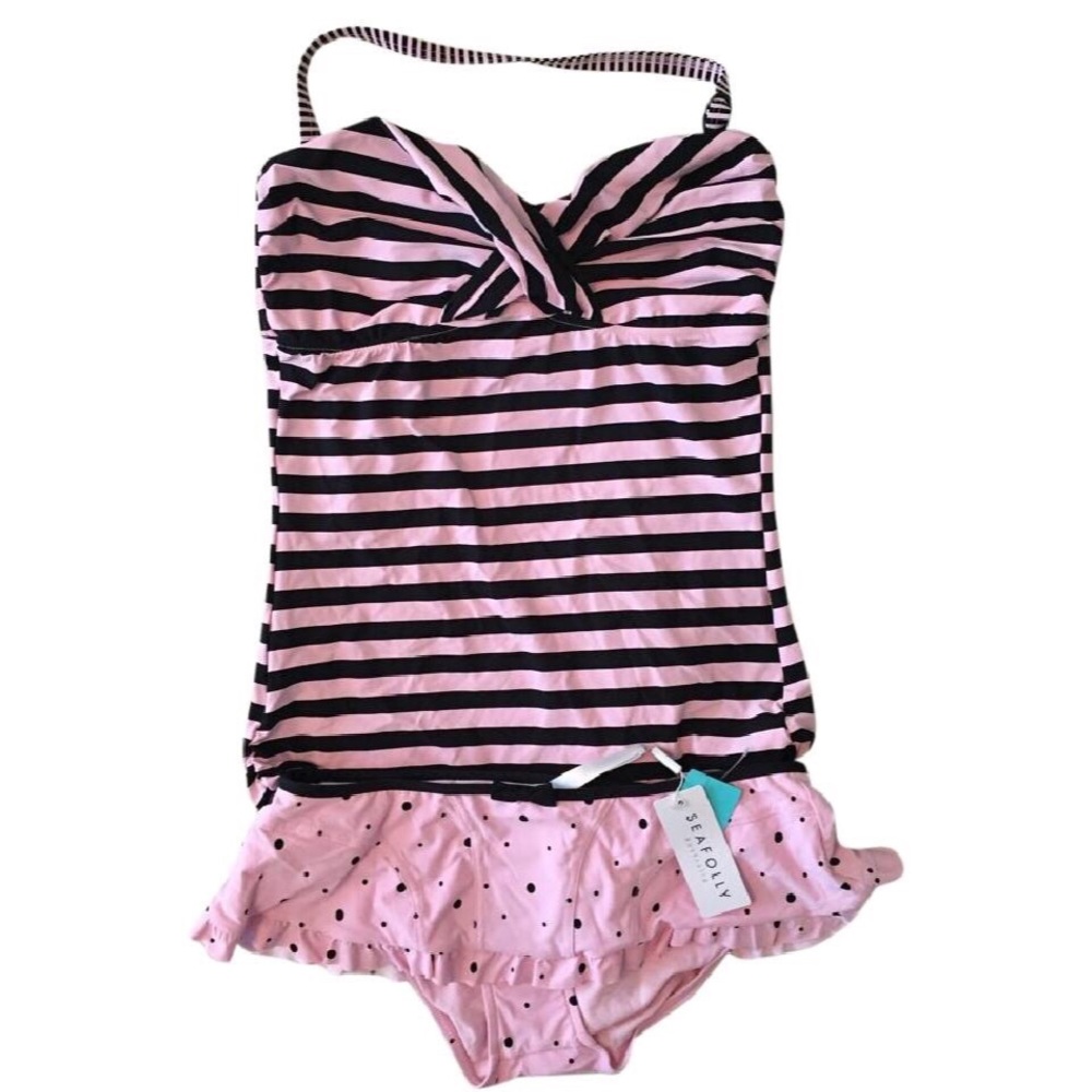 Seafolly Retro Tankini w Skirted Bottoms NWT D-cup