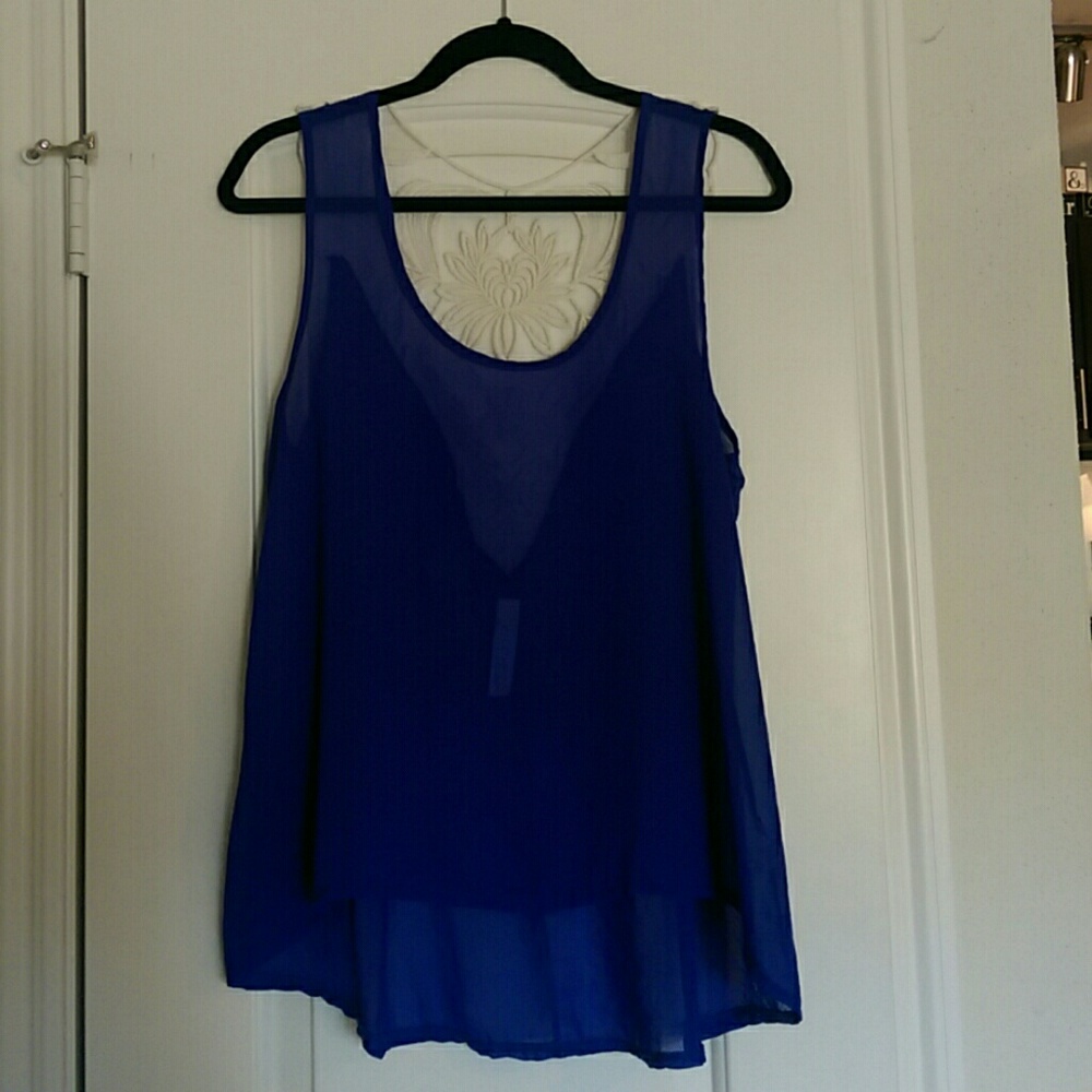 Shear blue blouse.