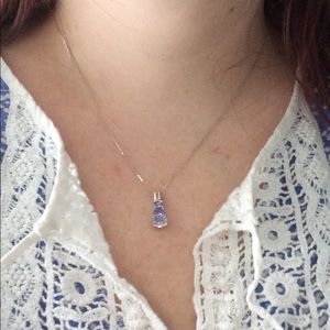 Tanzanite and diamond 10k white gold necklace
