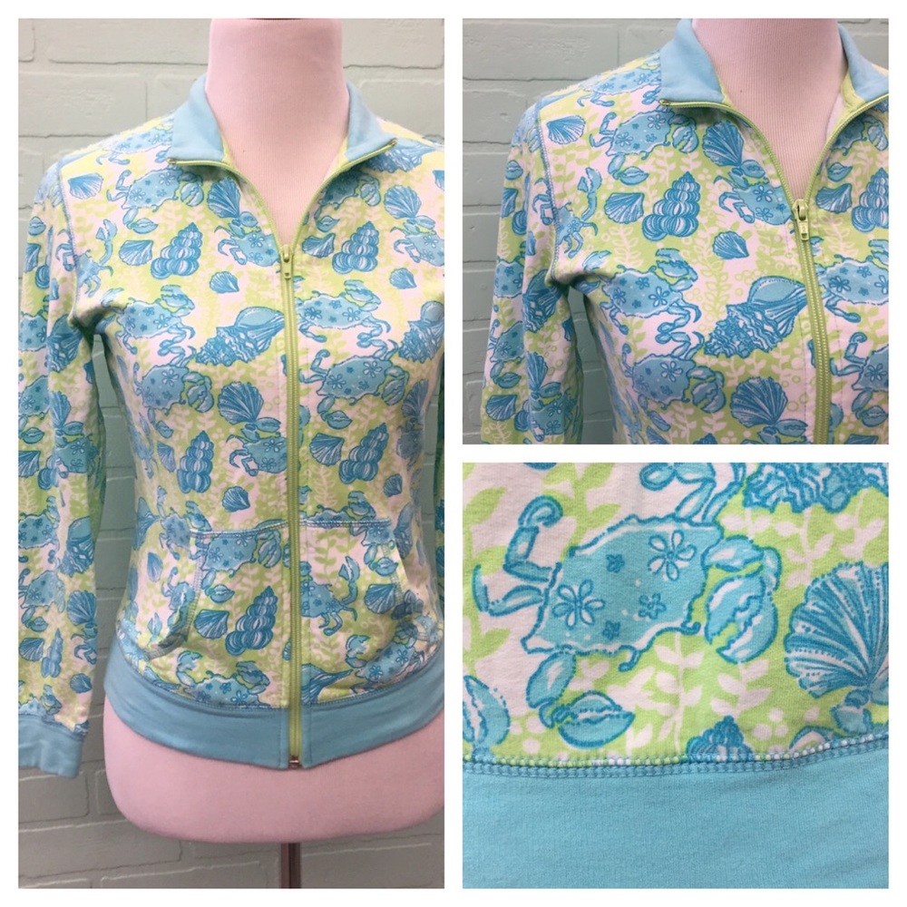 Lilly Pulitzer Blue Crab Zip Jacket Size Small