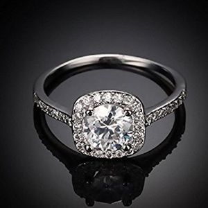 💝Platinum Plated Halo Engagement Ring