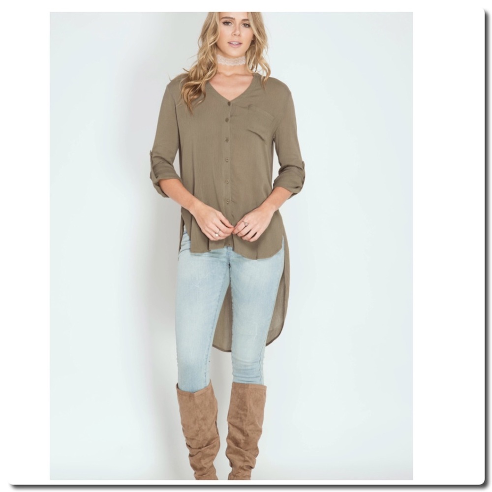 LONG HIGH-LOW BUTTON DOWN TUNIC - Picture 3 of 4
