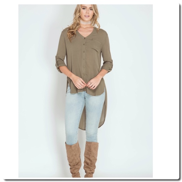 LONG HIGH-LOW BUTTON DOWN TUNIC - Picture 3 of 4