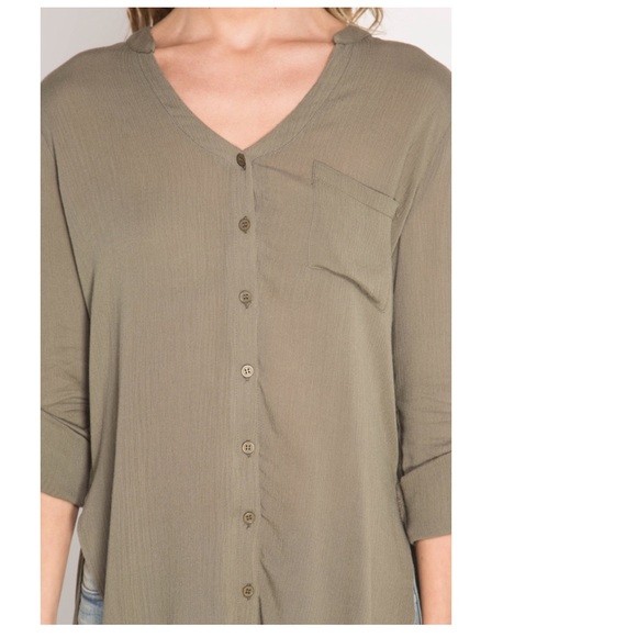 LONG HIGH-LOW BUTTON DOWN TUNIC - Picture 4 of 4
