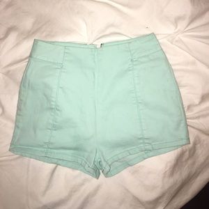 Blue high wasted shorts