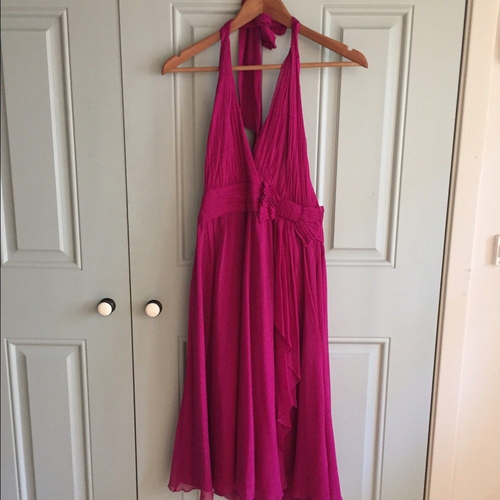 Alice and Olivia Fuscia Halter Dress LARGE