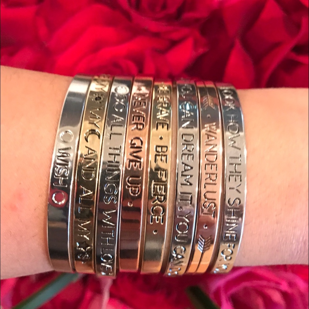 Brave letter wish design cuff bangle