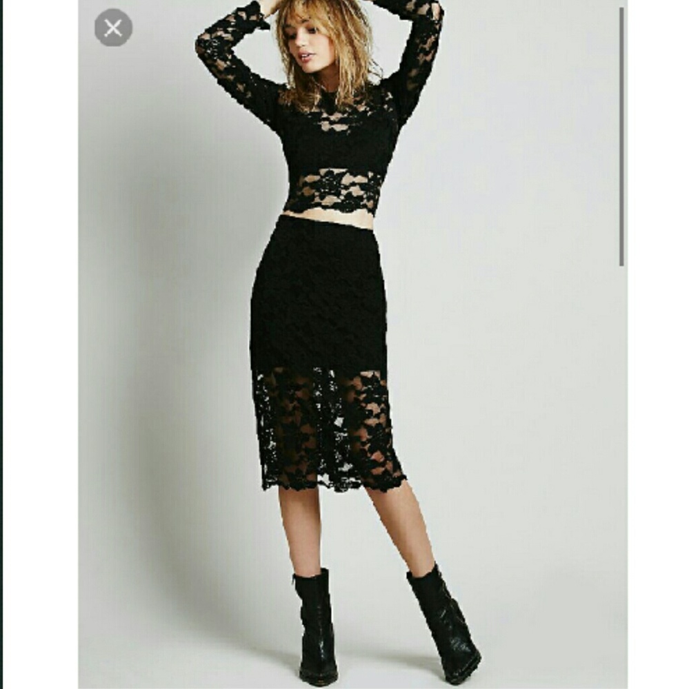 Free people everything black pencil skirt XS