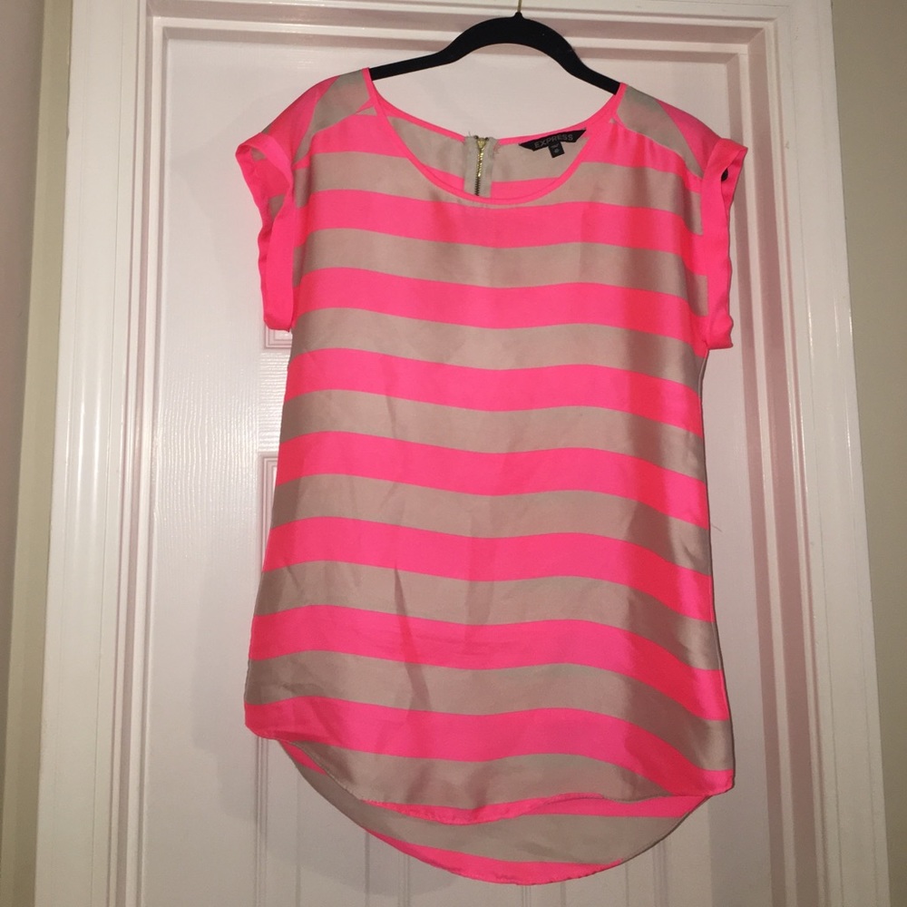 Pink & Cream striped Express Top