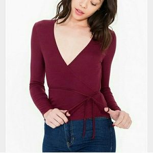 American apparel ribbed wrap tie top