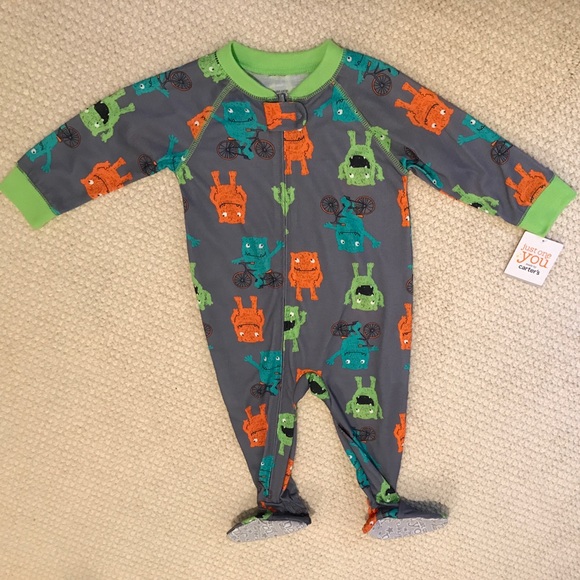 NWT Carters Monster footie Pajamas - 12mos - Picture 1 of 4