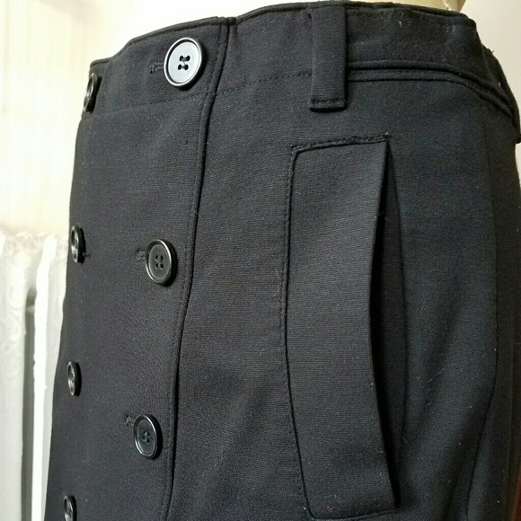 Ann Taylor Button Front Black Pencil Skirt - Picture 2 of 4