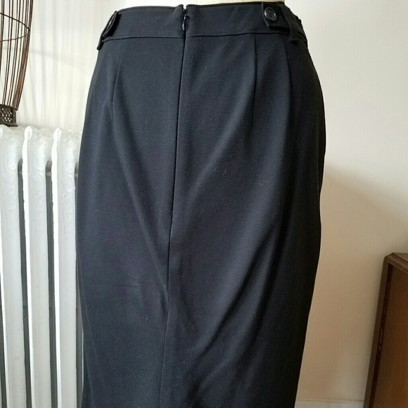 Ann Taylor Button Front Black Pencil Skirt - Picture 3 of 4