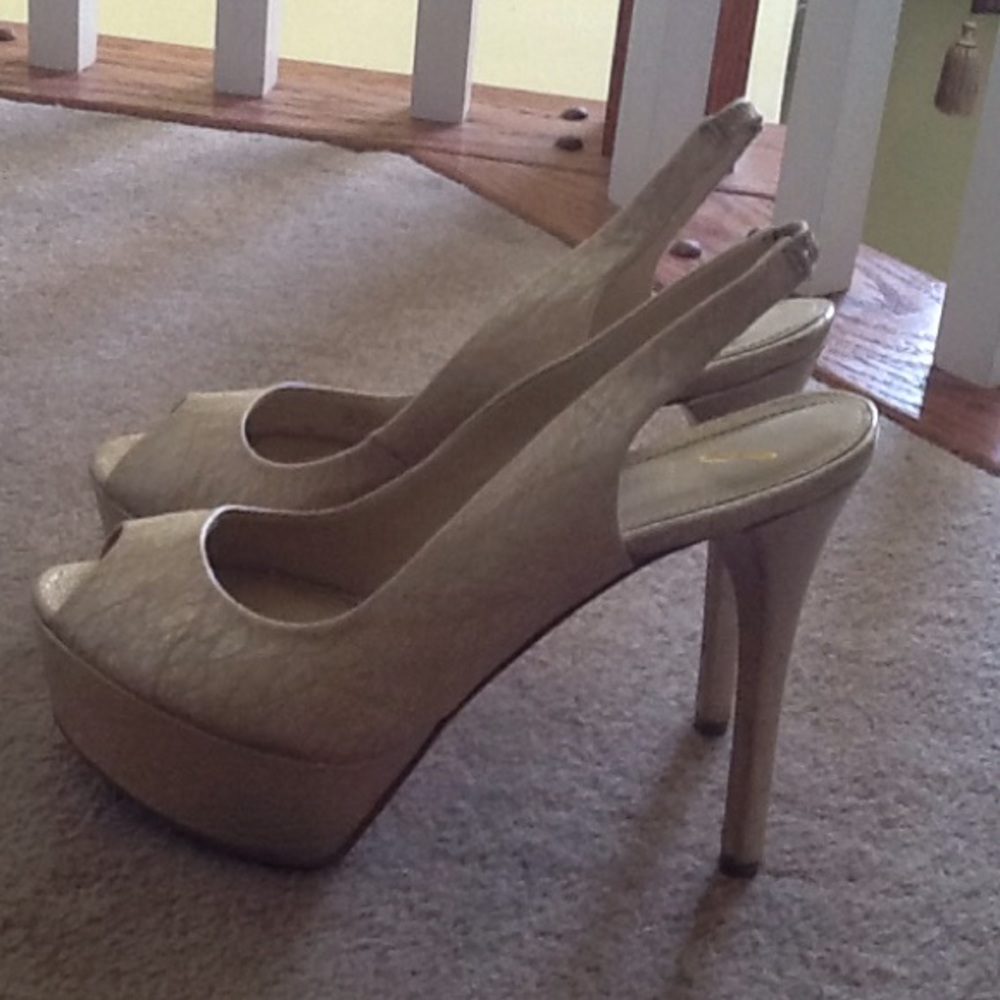 Brian Atwood platform peep toe stilettos
