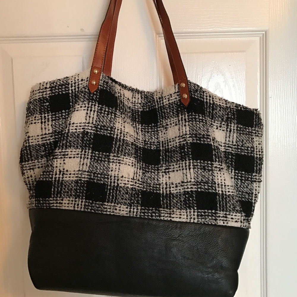 Large plaid tote
