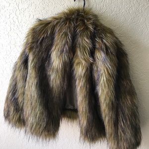 Olive Green Multi Faux fur coat