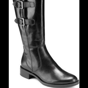 ECCO Hobart Black Buckle Riding Boots