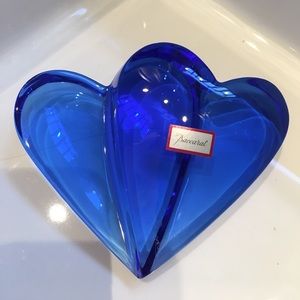 Baccarat blue glass heart paper weight