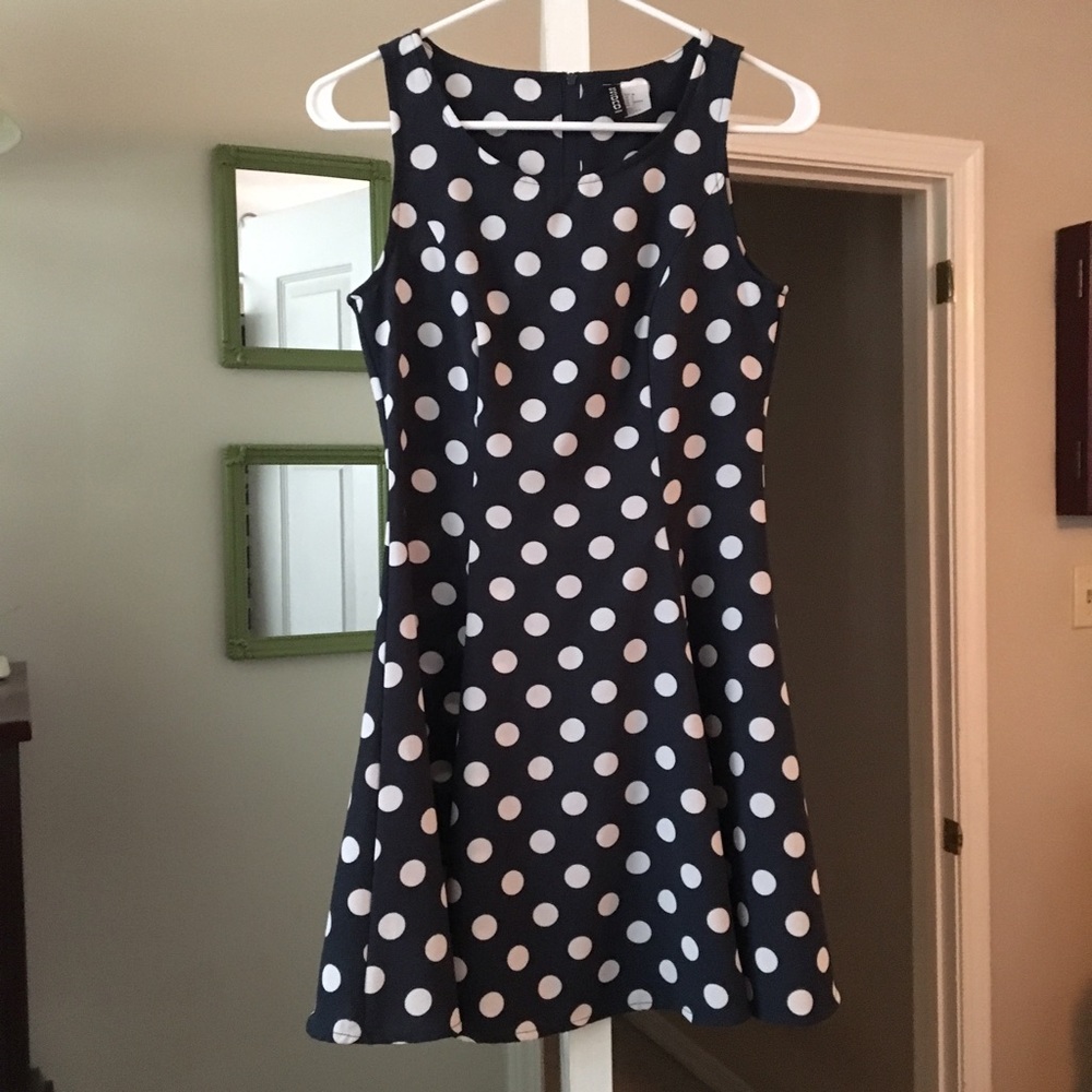 H&M Divided Blue and White Polka Dot dress!