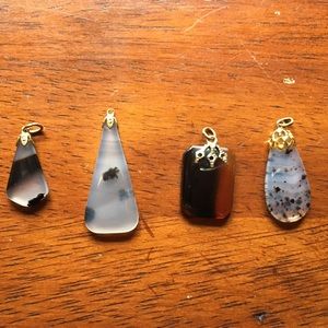 70s Gemstone necklace pendant crystal stone boho